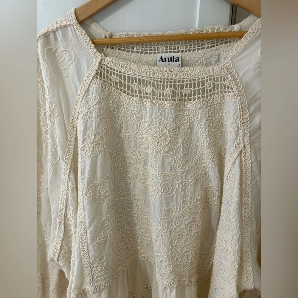 ARULA by Alterd Stare Ivory Lace Bohemian Peasant Blouse 16 - Picture 3 of 11